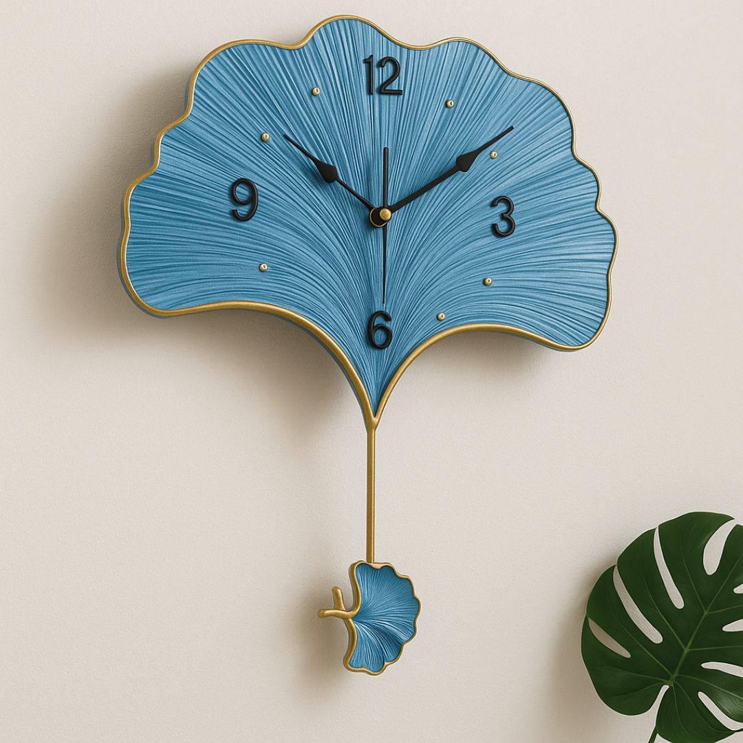 Decorative Blue Seashell Wall Clock for Living Room