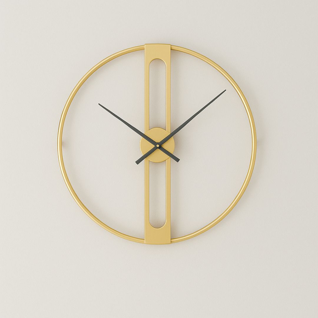 Double Ring Gold Metal Wall Clock