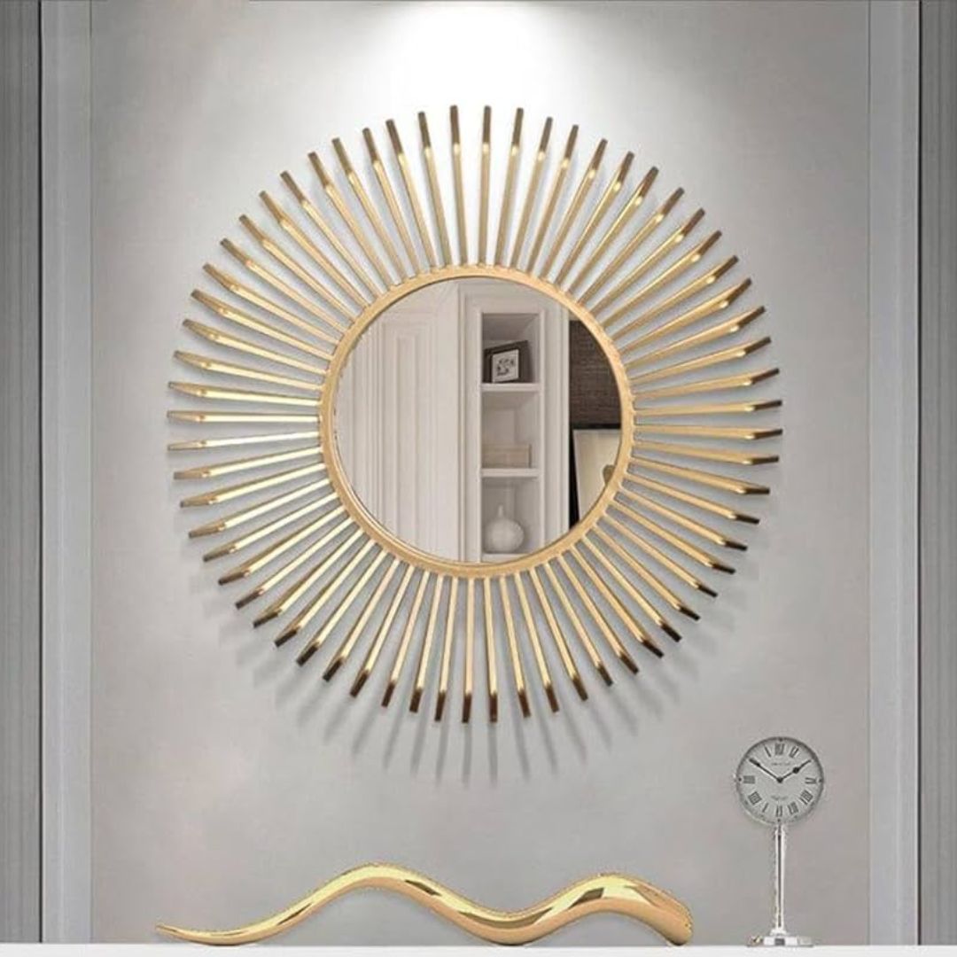 Luxury Sunburst Wall Mirror – Elegant Gold Decor