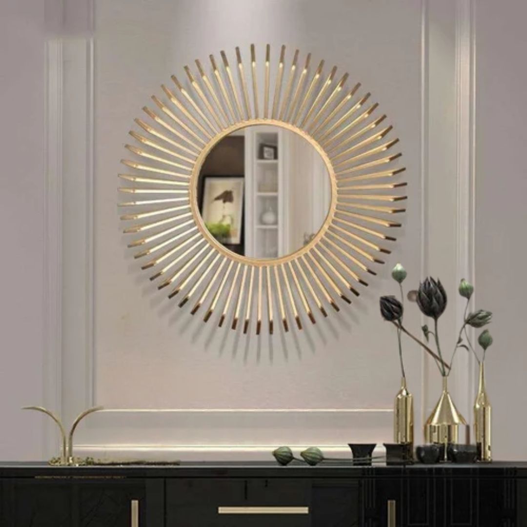 Luxury Sunburst Wall Mirror – Elegant Gold Decor