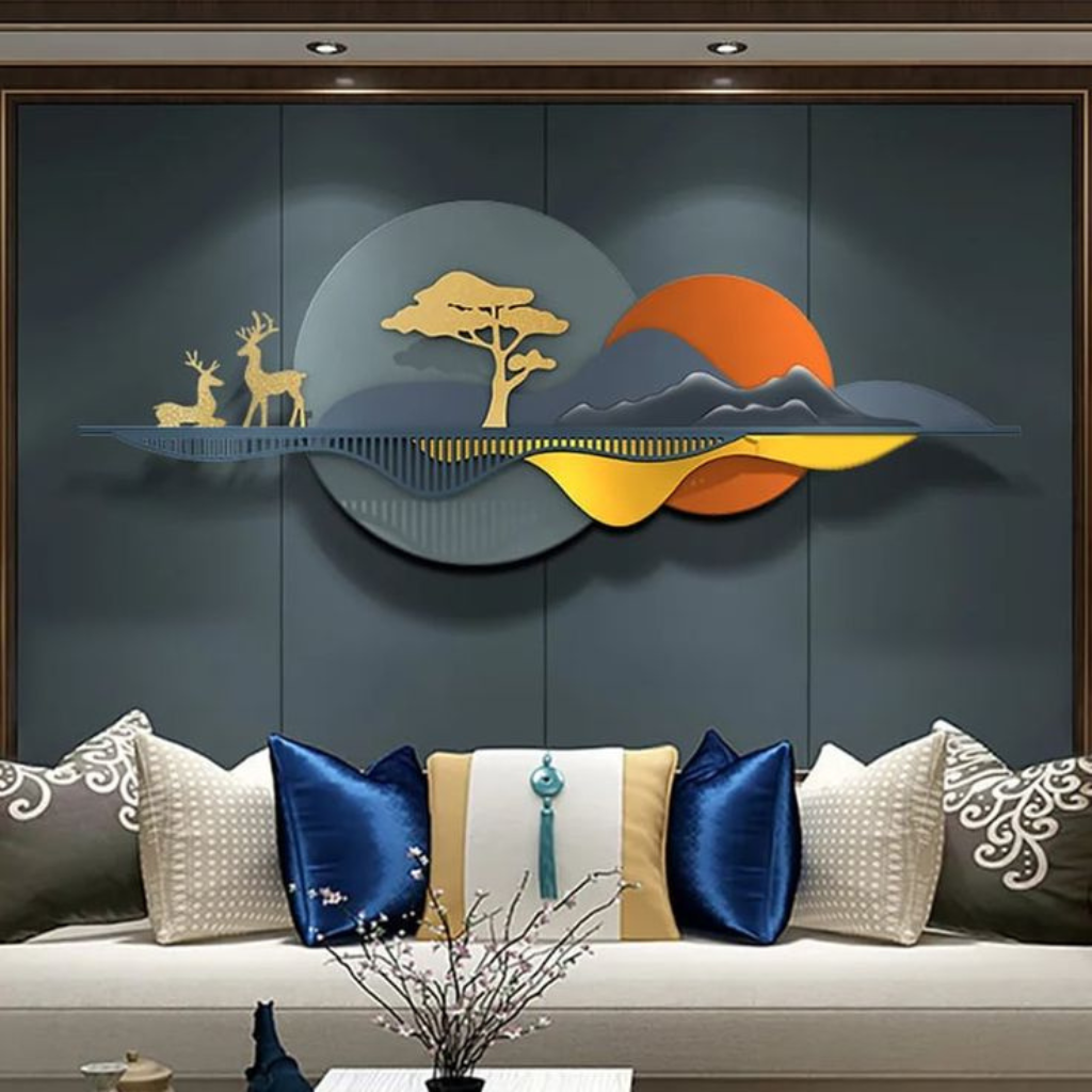 Modern 3D Metal Nature Landscape Wall Decor for Living Room