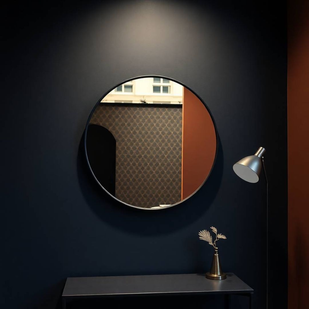 Modern Black Round Wall Mirror for Bathroom & Living Spaces