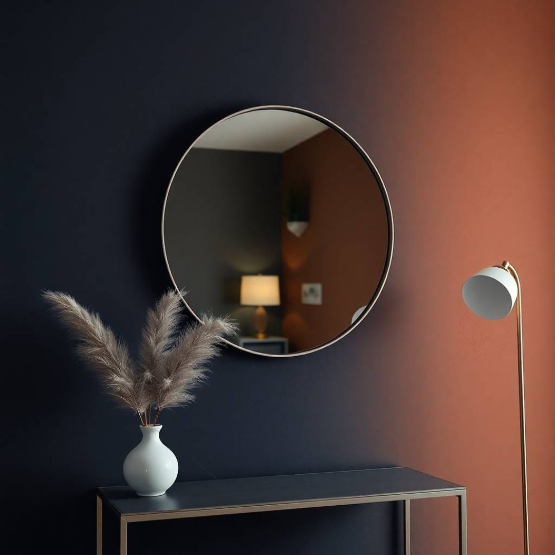 Modern Silver Round Wall Mirror
