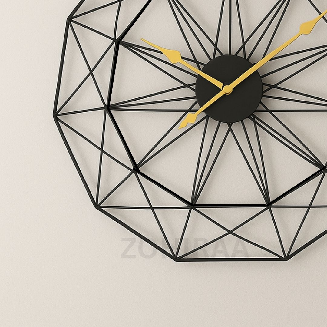 Modern Geometric Black Metal Wall Clock