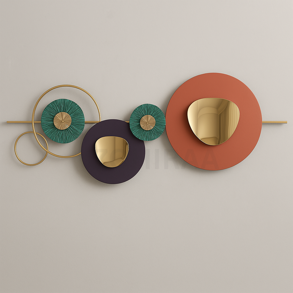Multicolor Modern Circle Metal Wall Art