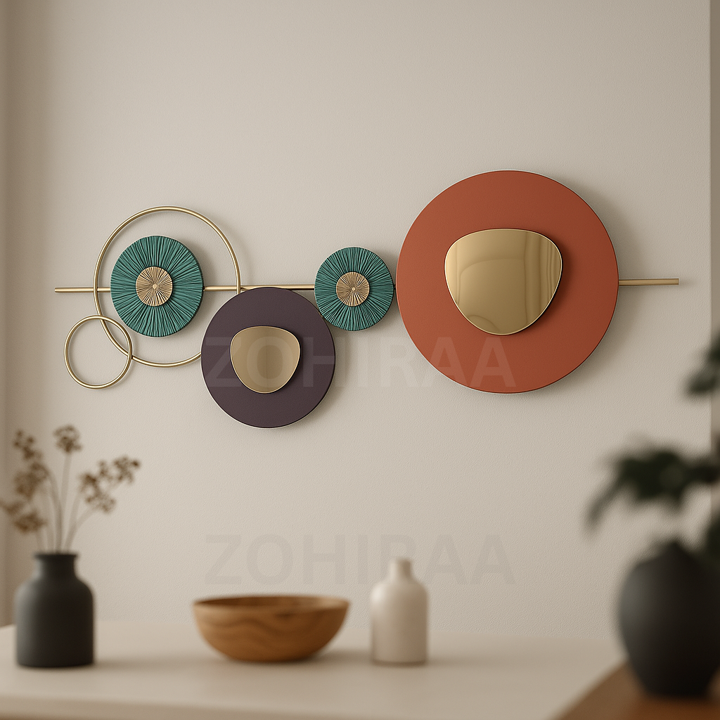 Multicolor Modern Circle Metal Wall Art