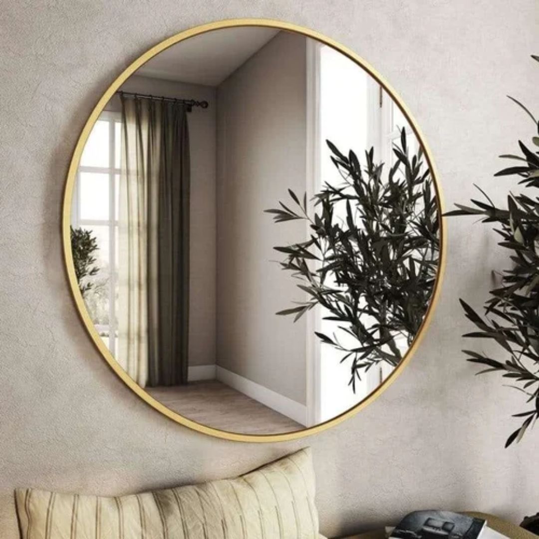 Zohiraa Golden Round Wall Mirror