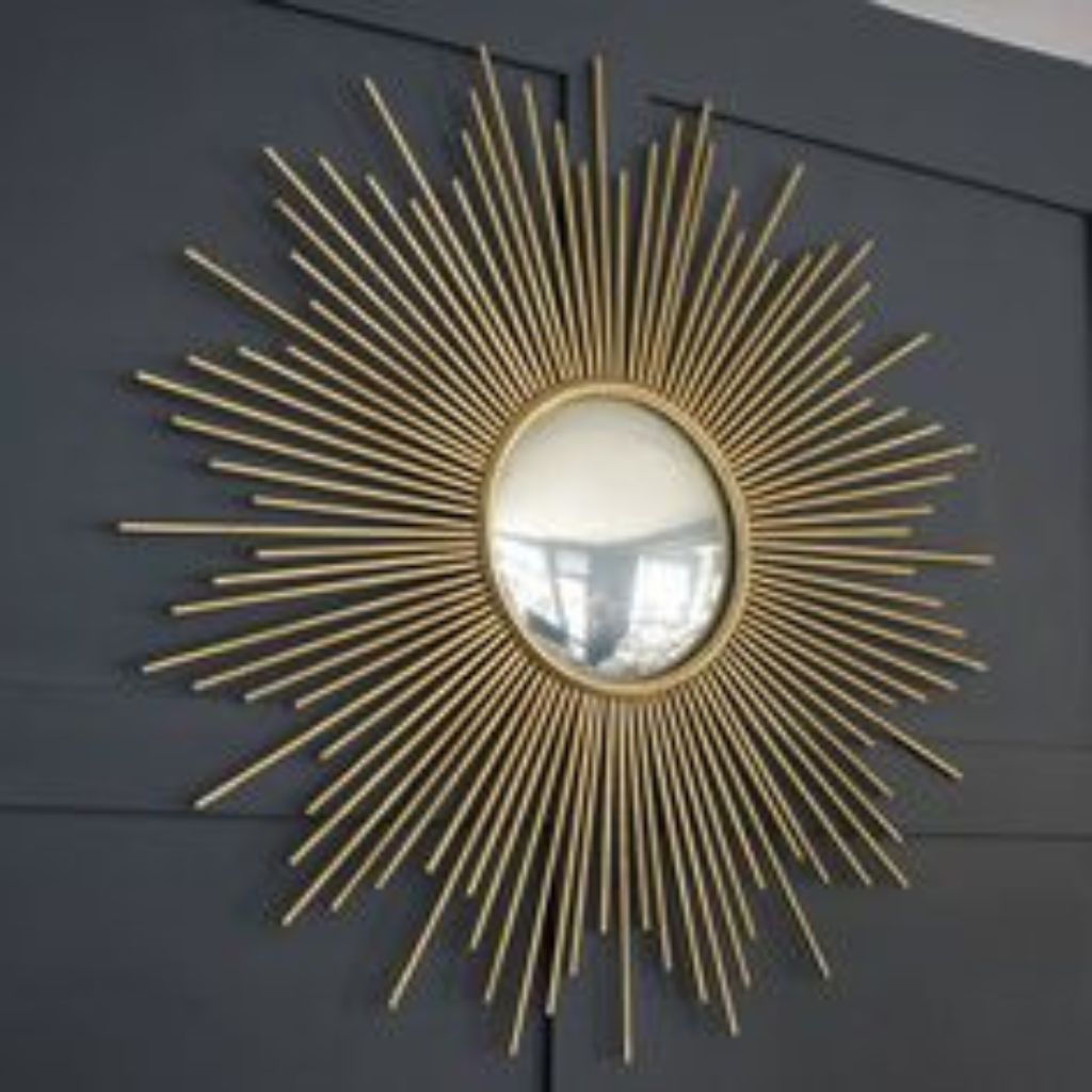 Golden Sunburst Metal Wall Mirror